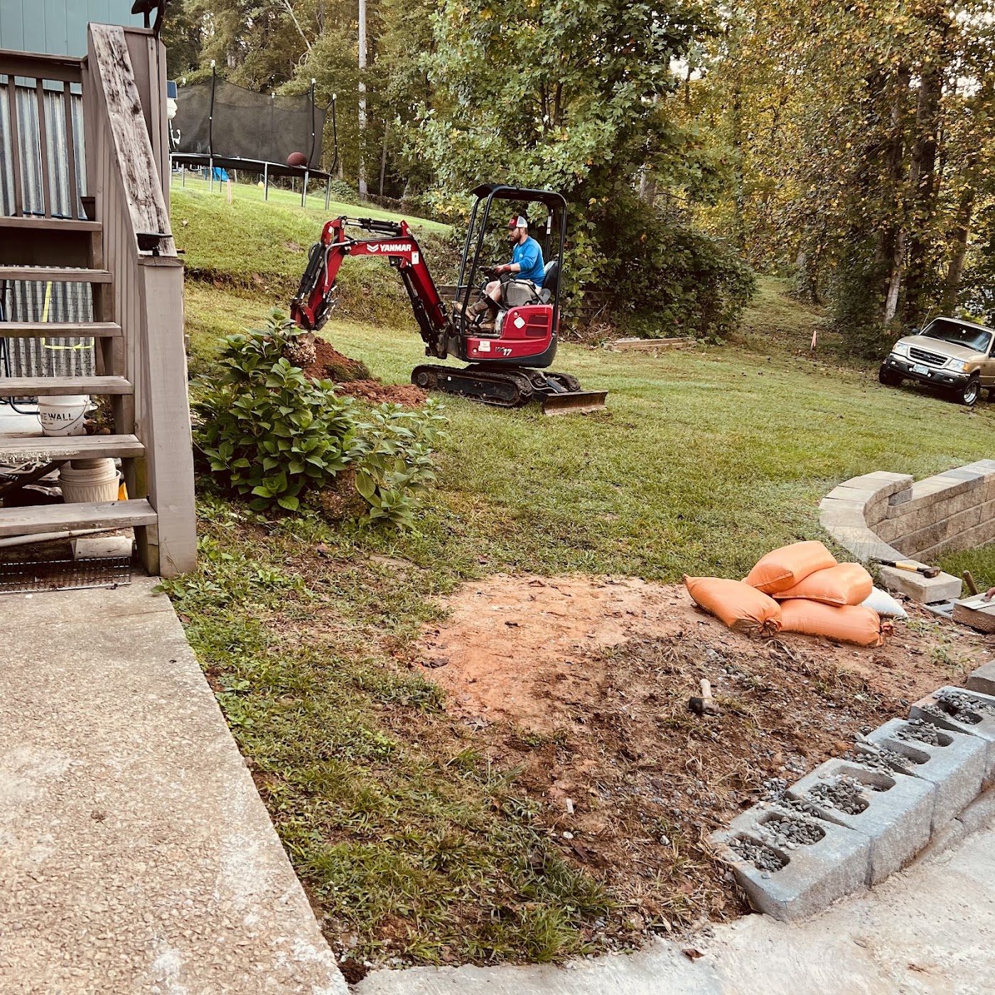 Mini excavator at a residential job